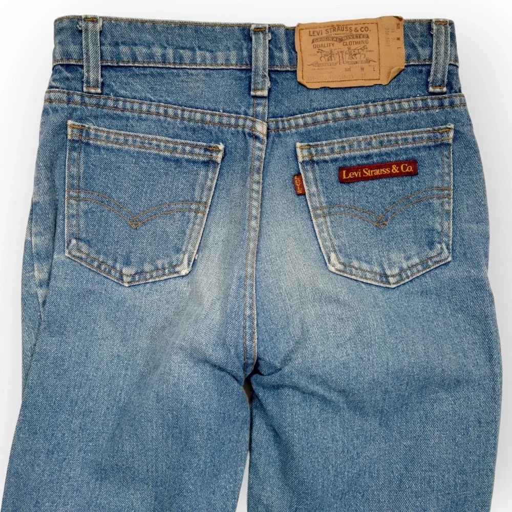 VTG 70s Levis 338 Youth Kids 14 Light Wash Denim High Waist Jeans 338-9618